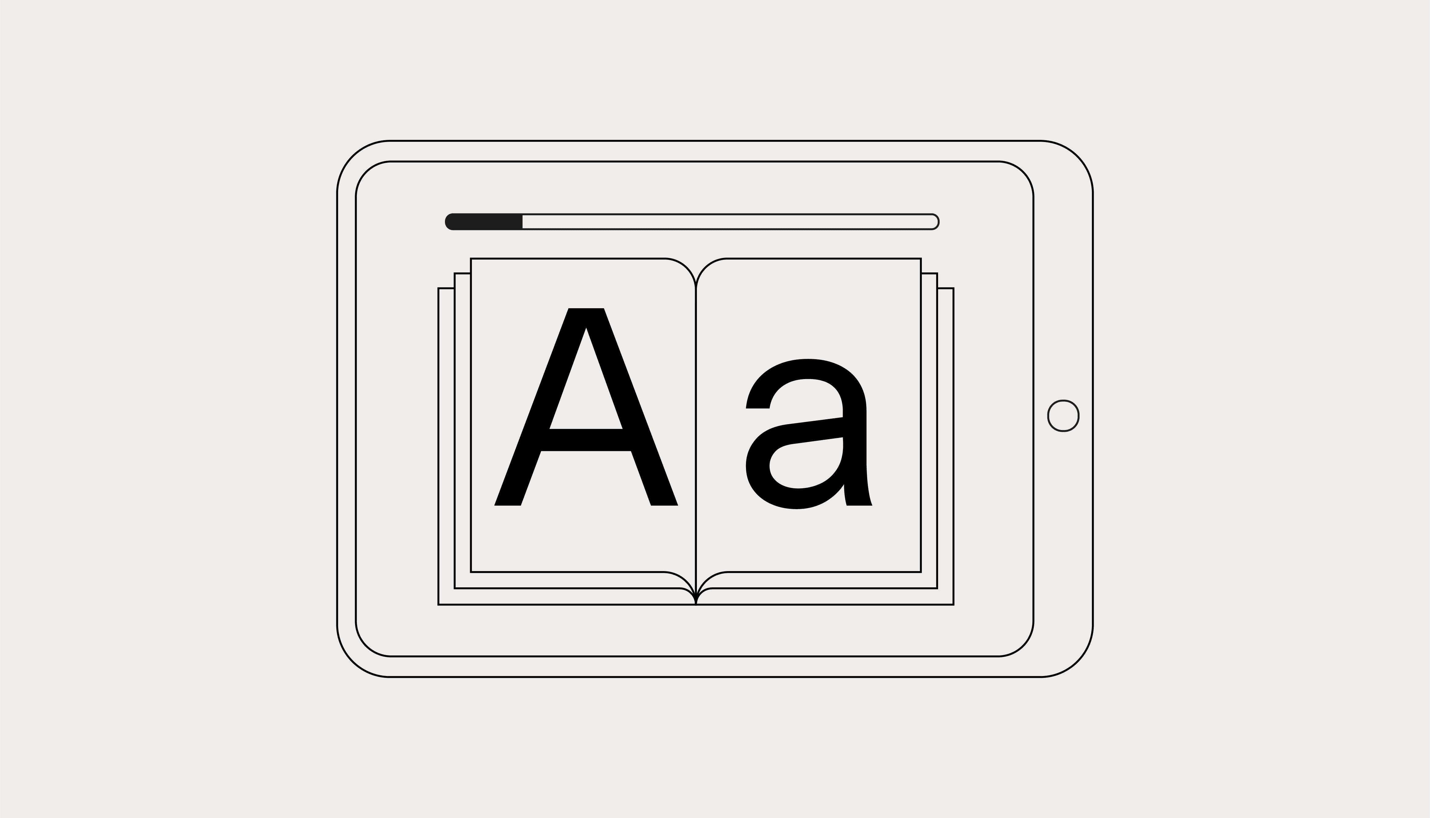 Illustration representing the E-Publishing license for using Sale Character fonts in digital books or magazines.
