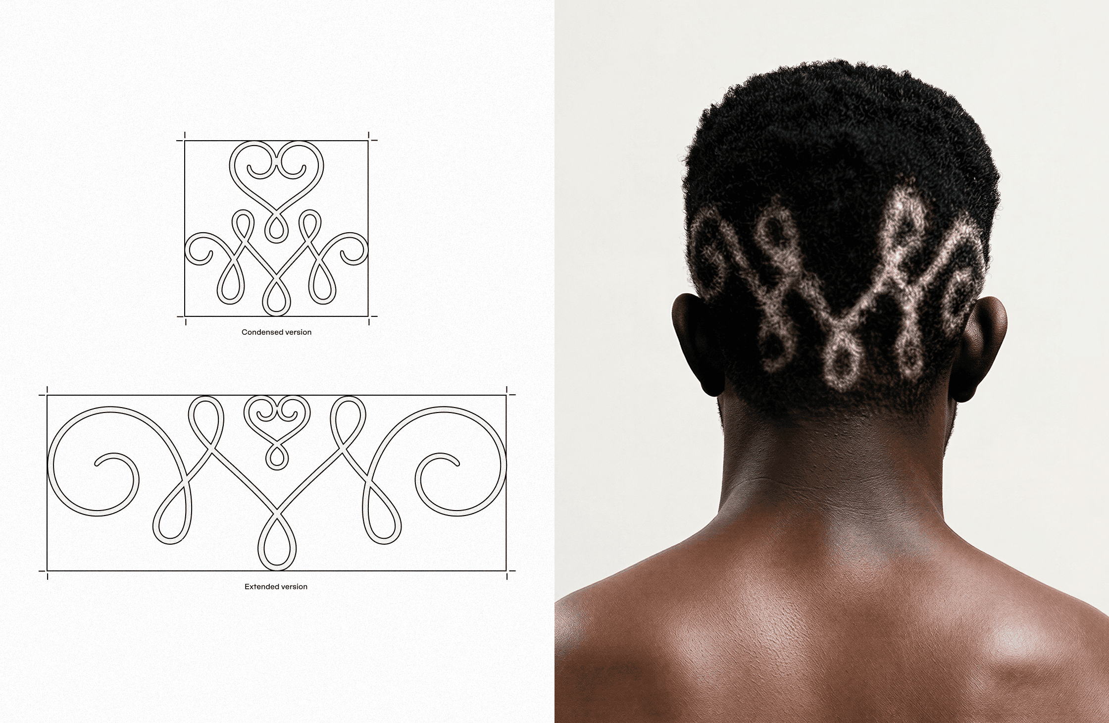Custom Lou Menais wordmark applied on a contemporary couture garment, showcasing the visual identity developed for the fashion house.